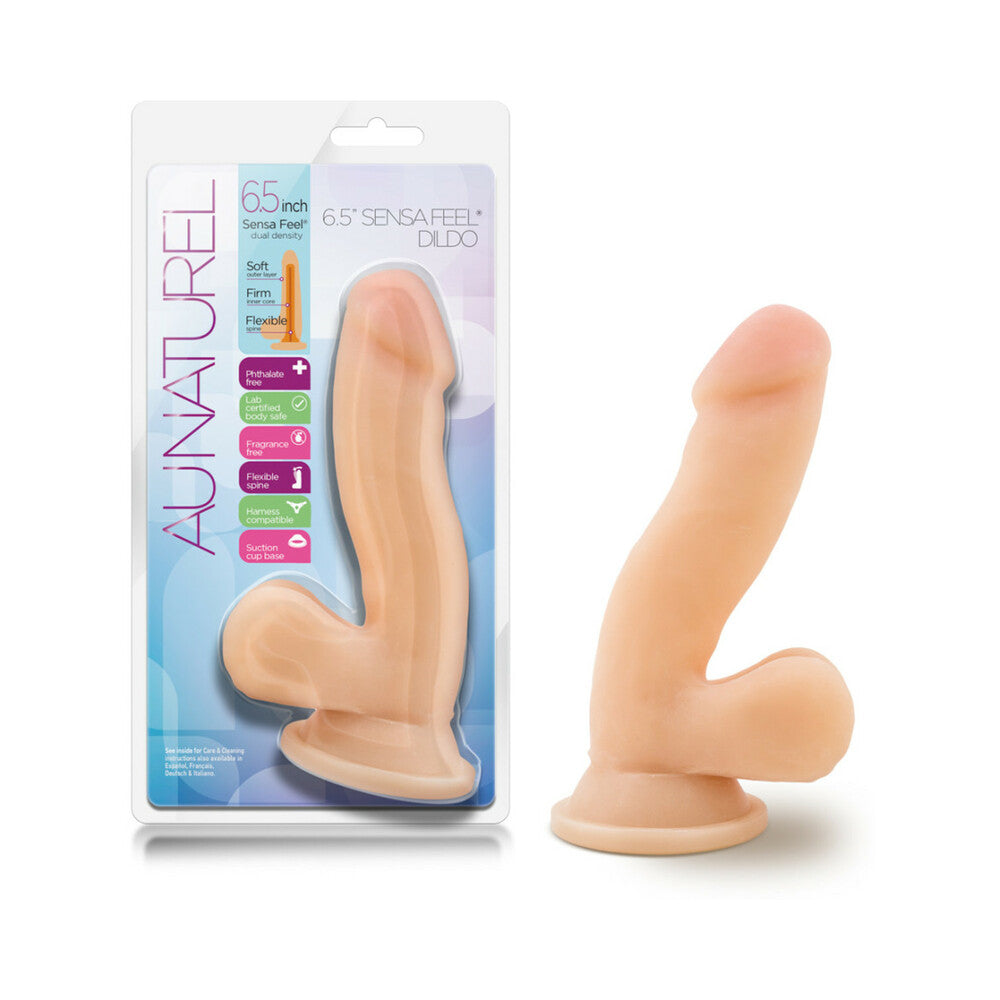 Blush Au Naturel 6.5 in. Posable Dual Density Dildo with Balls & Suction Cup Beige