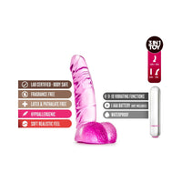 Blush Naturally Yours Vibrating Ding Dong Realistic 6.5 in. Dildo with Balls & Bullet Vibrator Pink