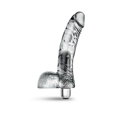 Blush Naturally Yours Vibrating Ding Dong Realistic 6.5 in. Dildo with Balls & Bullet Vibrator Clear