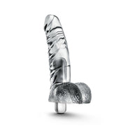 Blush Naturally Yours Vibrating Ding Dong Realistic 6.5 in. Dildo with Balls & Bullet Vibrator Clear