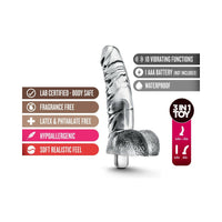 Blush Naturally Yours Vibrating Ding Dong Realistic 6.5 in. Dildo with Balls & Bullet Vibrator Clear