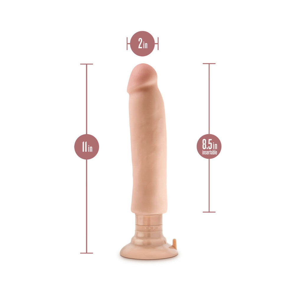 Blush Au Naturel 11 in. Magnum Vibrating Dong Dual Density Dildo with Suction Cup Beige