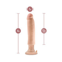 Blush Au Naturel 11 in. Magnum Vibrating Dong Dual Density Dildo with Suction Cup Beige