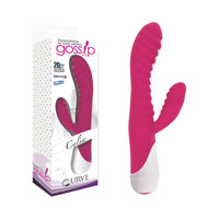 Curve Toys Gossip Celia Waterproof Ribbed Silicone Flexible Dual Stimulation Vibrator Magenta