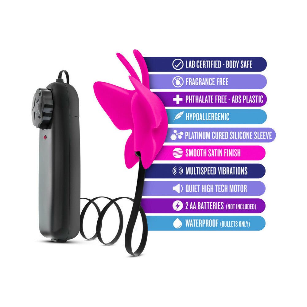 Blush Luxe Butterfly Teaser Remote-Controlled Silicone Mini Vibrator Fuchsia