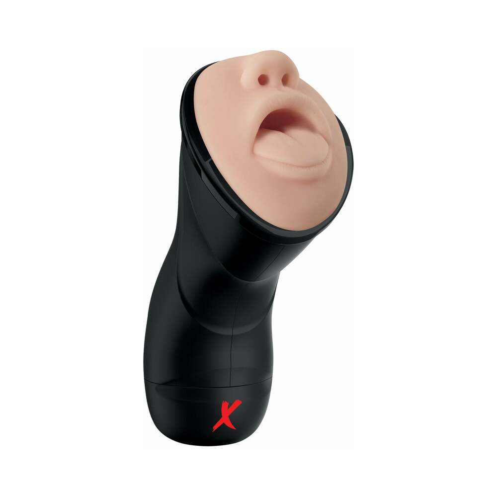 PDX Elite Deep Throat Vibrating Stroker Beige/Black