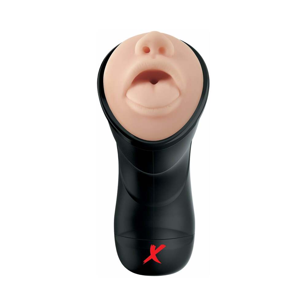 PDX Elite Deep Throat Vibrating Stroker Beige/Black