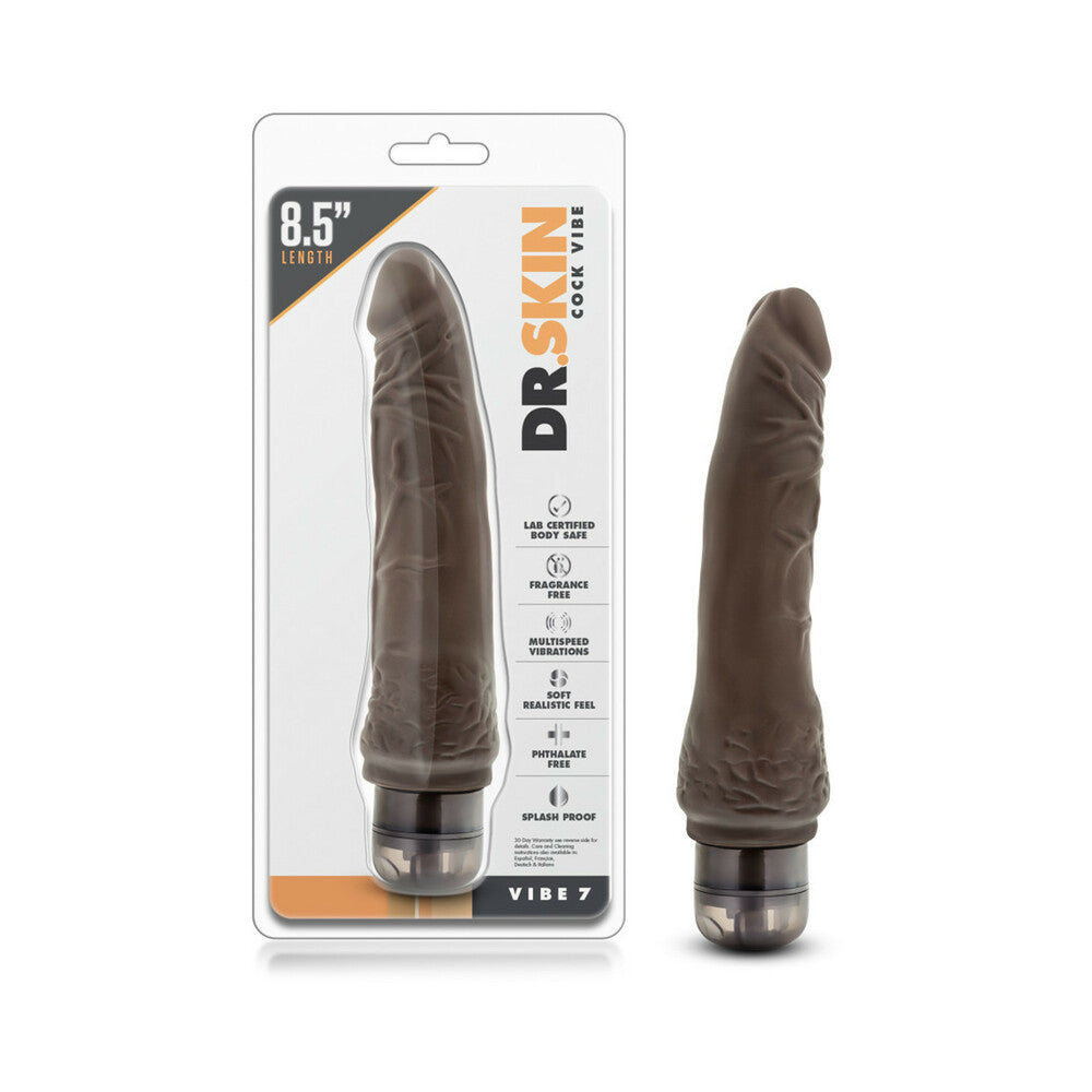 Blush Dr. Skin Vibe 7 Realistic 8.5 in. Vibrating Dildo Brown