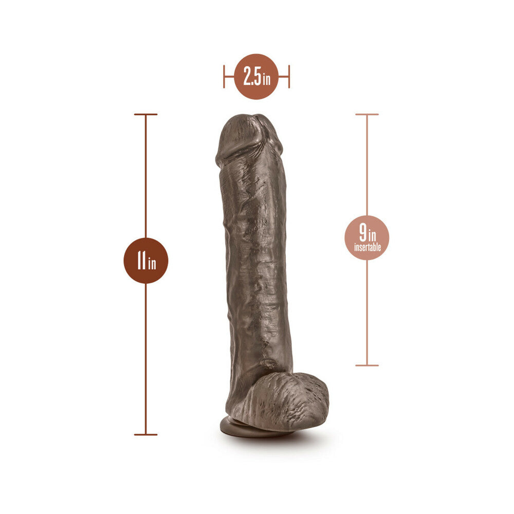 Blush Dr. Skin Mr. Savage Realistic 11.5 in. Dildo with Balls & Suction Cup Brown