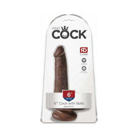 Pipedream King Cock 6 in. Cock With Balls Realistic Suction Cup Dildo Brown