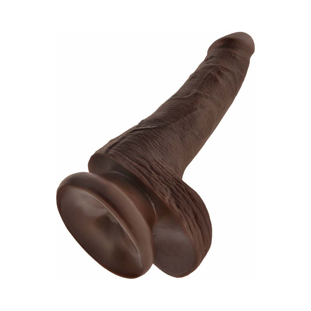 Pipedream King Cock 6 in. Cock With Balls Realistic Suction Cup Dildo Brown