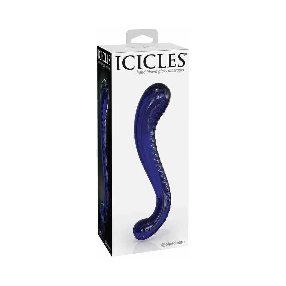 Pipedream Icicles No. 70 Curved Dual-Ended Glass Dildo Blue