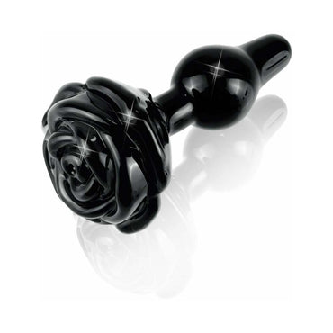 Pipedream Icicles No. 77 Glass Anal Plug With Rose Base Black