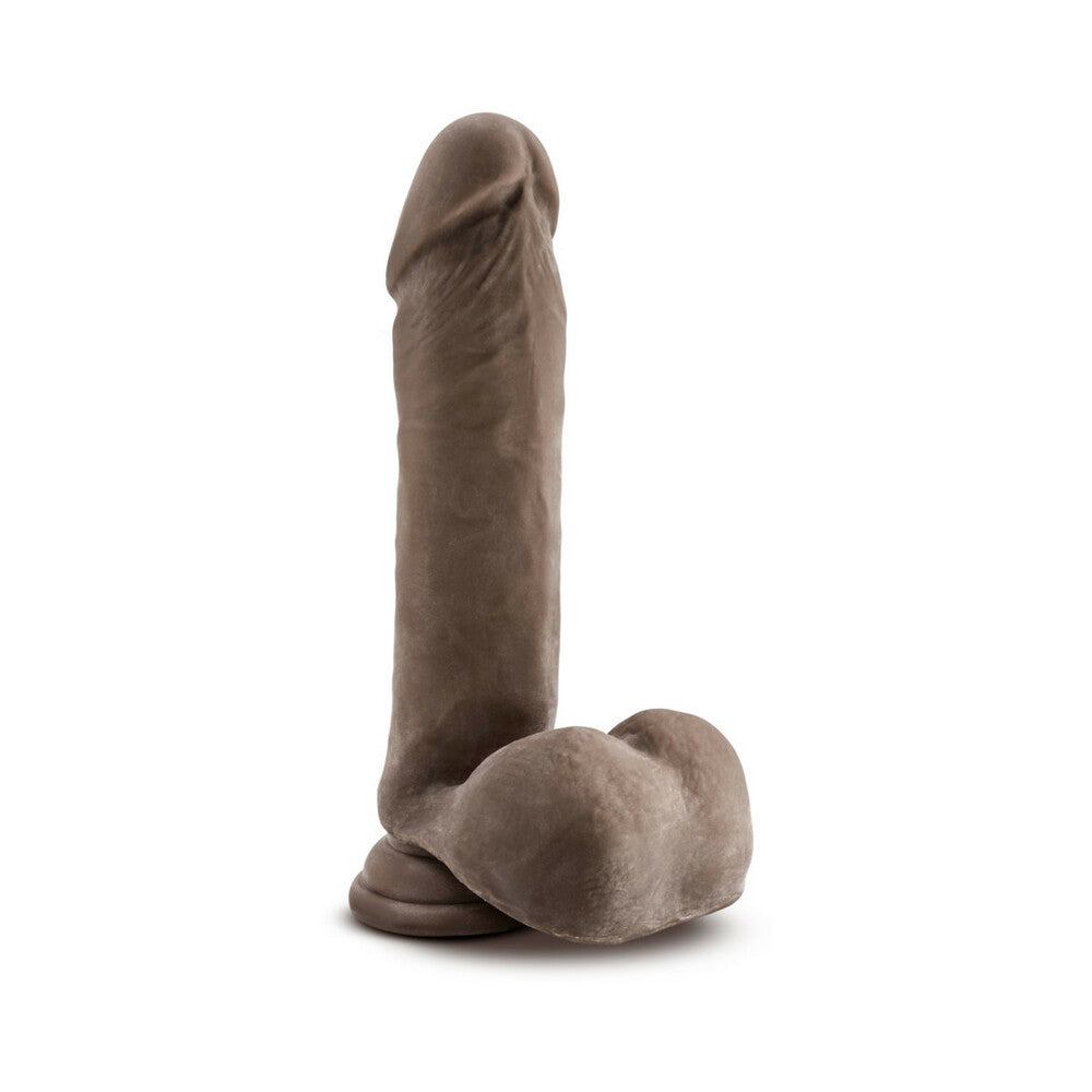 Blush Au Naturel 8 in. Posable Dual Density Dildo with Balls & Suction Cup Brown