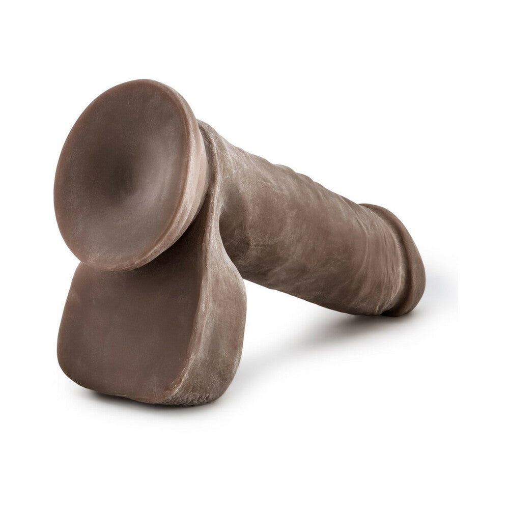 Blush Au Naturel 8 in. Posable Dual Density Dildo with Balls & Suction Cup Brown