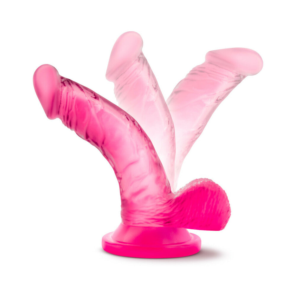 Blush Naturally Yours 4 in. Mini Cock Realistic Dildo with Balls & Suction Cup Pink