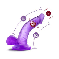 Blush Naturally Yours 4 in. Mini Cock Realistic Dildo with Balls & Suction Cup Purple