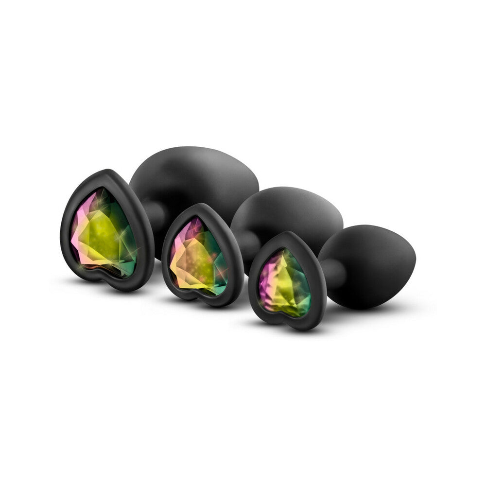 Blush Luxe 3-Piece Bling Plug Training Kit with Rainbow Gem Base Black