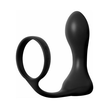 Pipedream Anal Fantasy Elite Collection Rechargeable Ass-Gasm Pro Vibrating Silicone Cockring & Plug Black