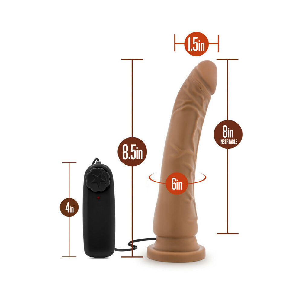 Blush Dr. Skin Remote-Controlled Realistic 8.5 in. Vibrating Dildo with Suction Cup Tan