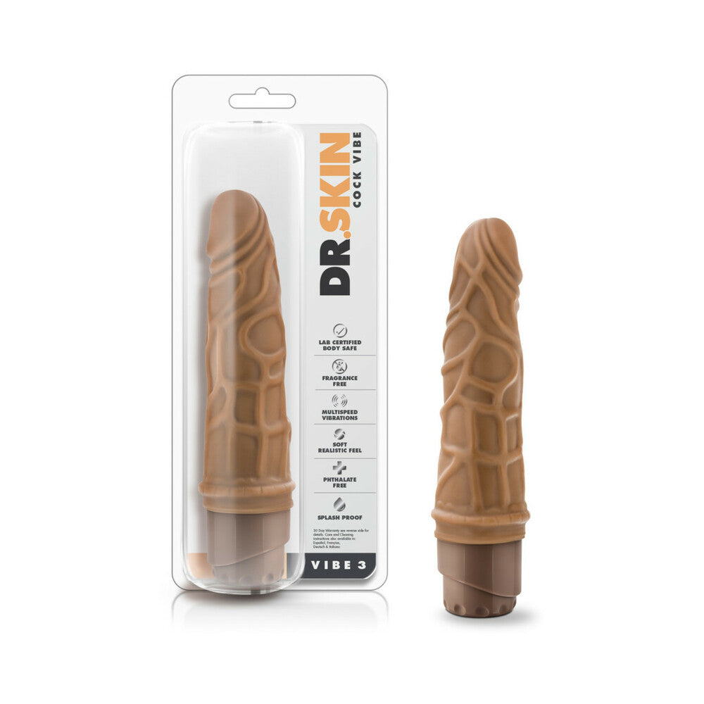 Blush Dr. Skin Vibe 3 Realistic 7.25 in. Vibrating Dildo Tan