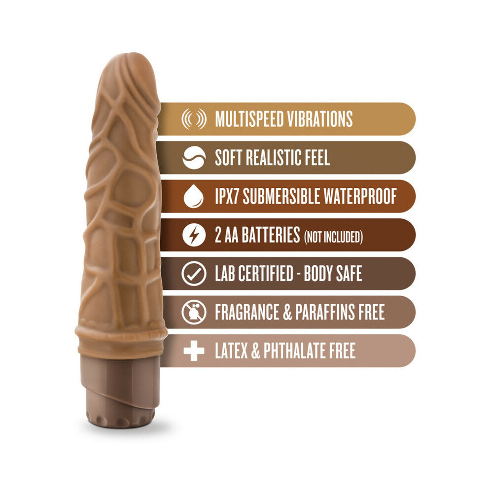 Blush Dr. Skin Vibe 3 Realistic 7.25 in. Vibrating Dildo Tan