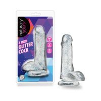 Blush Naturally Yours 6 in. Glitter Cock Realistic Dildo with Balls & Suction Cup Sparkling Clear