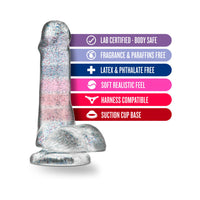 Blush Naturally Yours 6 in. Glitter Cock Realistic Dildo with Balls & Suction Cup Sparkling Clear