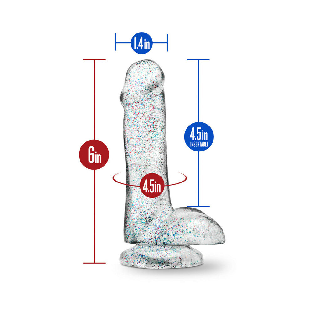 Blush Naturally Yours 6 in. Glitter Cock Realistic Dildo with Balls & Suction Cup Sparkling Clear