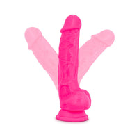 Blush Neo 7.5 in. Dual Density Dildo with Balls & Suction Cup Neon Pink