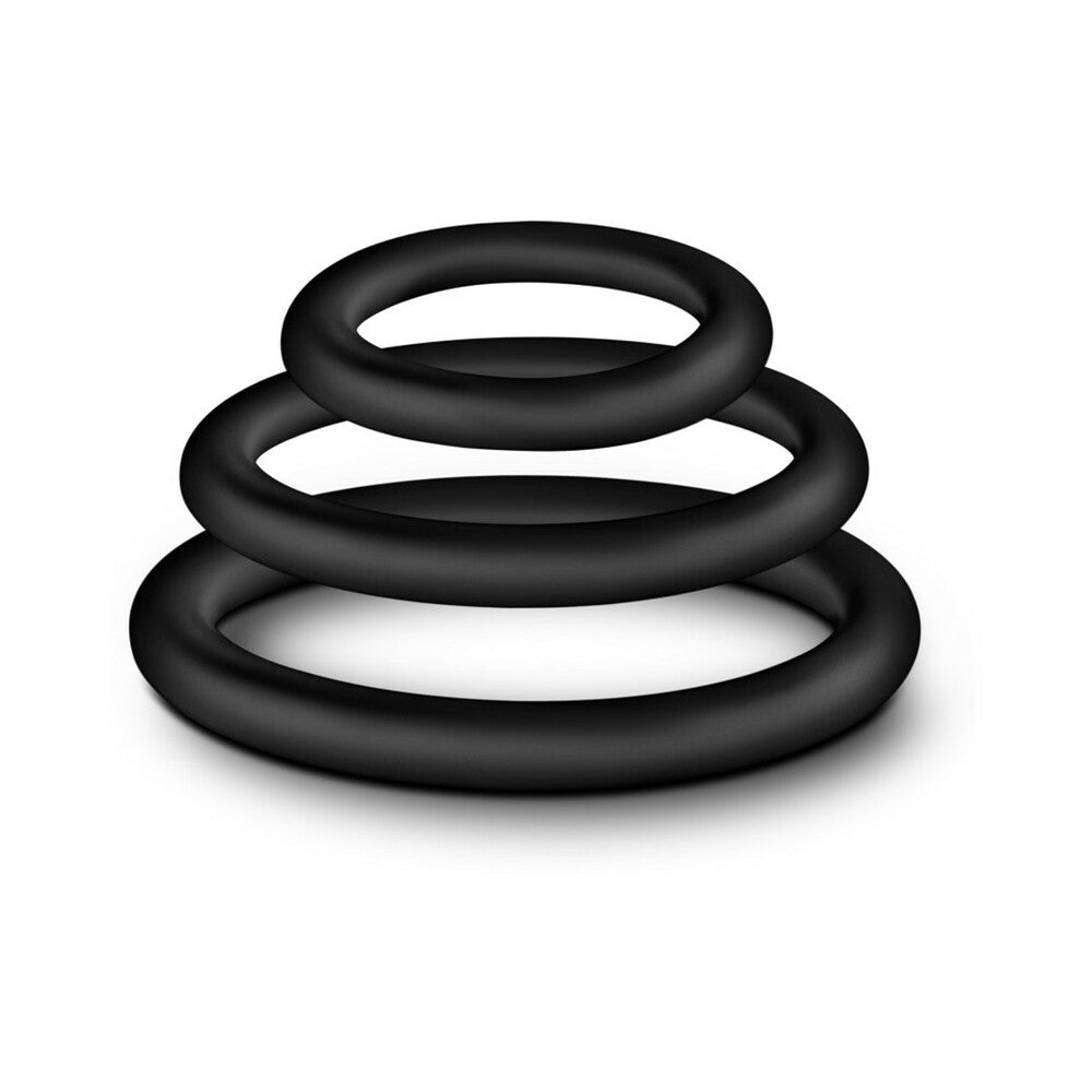 Blush Performance VS4 Pure Premium Silicone Cockrings 3-Pack Set Black