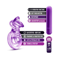 Blush Play with Me Lick It Vibrating Double Strap Cockring Purple