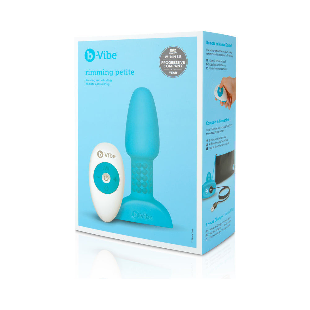 b-Vibe Rimming Petite Rechargeable Remote-Controlled Vibrating Silicone Anal Plug with Rotating Beads Teal