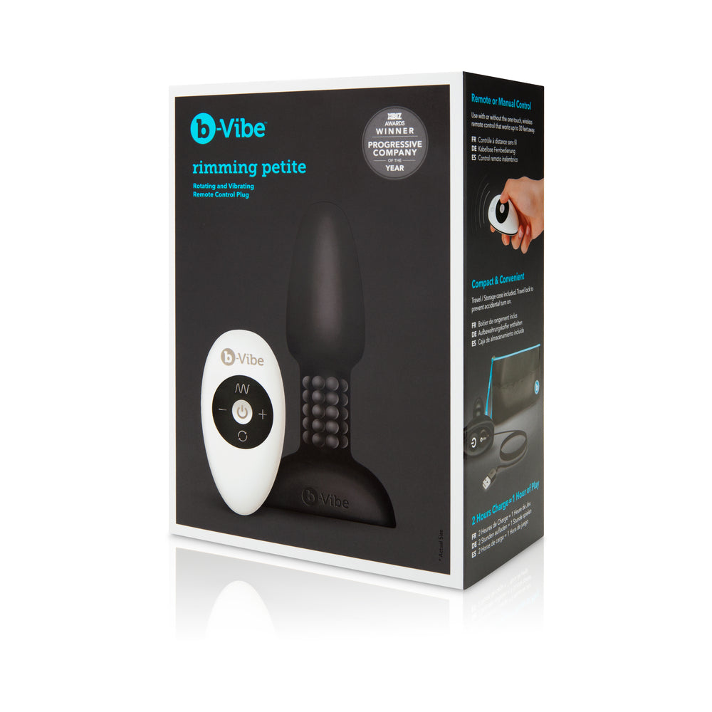 b-Vibe Rimming Petite Rechargeable Remote-Controlled Vibrating Silicone Anal Plug with Rotating Beads Black