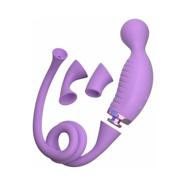 Pipedream Fantasy For Her Ultimate Climax-Her Rechargeable Silicone Dual Stimulator With Interchangeable Attachments Purple