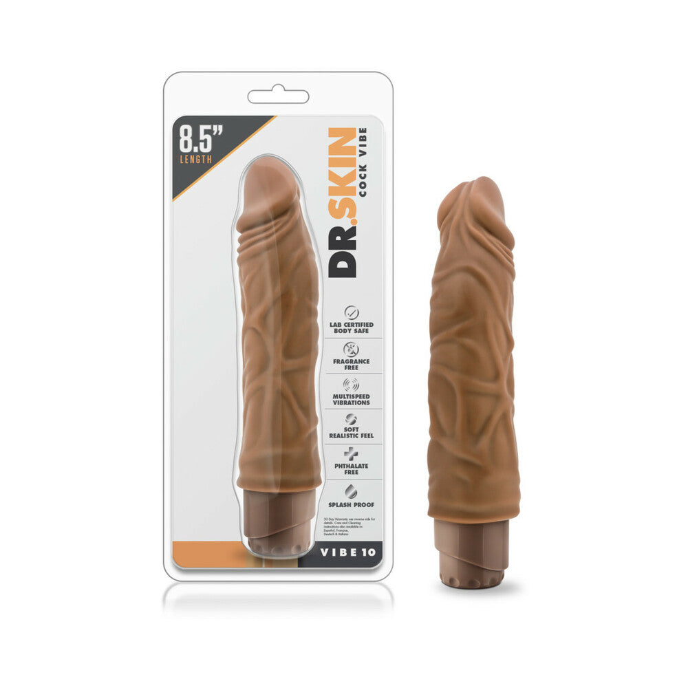 Blush Dr. Skin Vibe 10 Realistic 8.5 in. Vibrating Dildo Tan