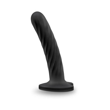 Blush Temptasia Twist 5.5 in. Curved Textured Silicone Dildo with Heart-Shaped Suction Cup Medium Black