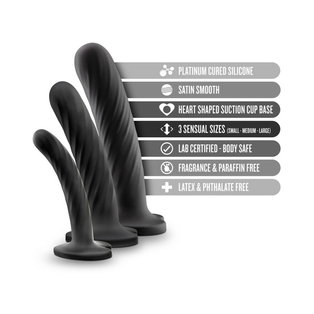 Blush Temptasia Twist Kit 3-Piece Silicone Dildo Set Black