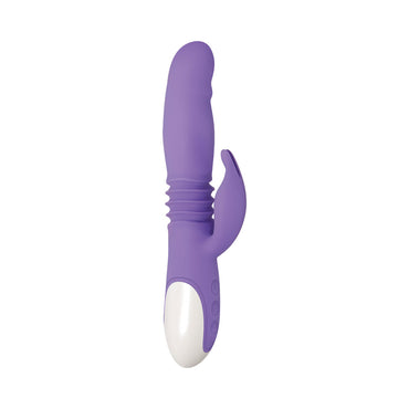 Evolved Thick & Thrust Bunny Rechargeable Thrusting Silicone Rabbit Vibrator Purple