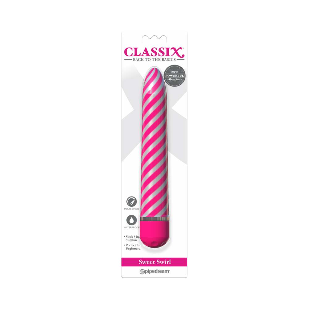 Pipedream Classix Sweet Swirl 8 in. Slimline Vibrator Pink