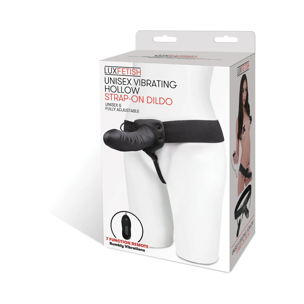 Lux Fetish Unisex Vibrating Hollow Strap-on Dildo Remote-Controlled