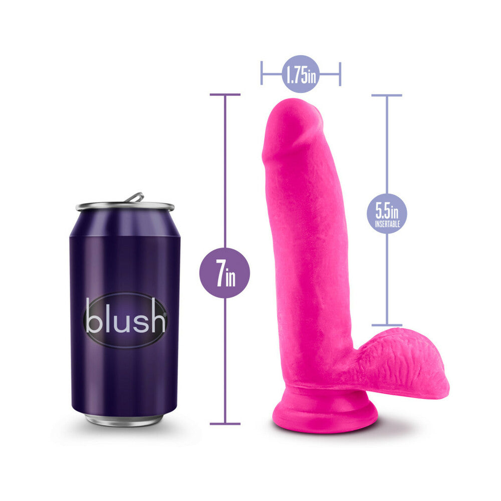 Blush Au Naturel Bold Pleaser 7 in. Posable Dual Density Dildo with Balls & Suction Cup Pink