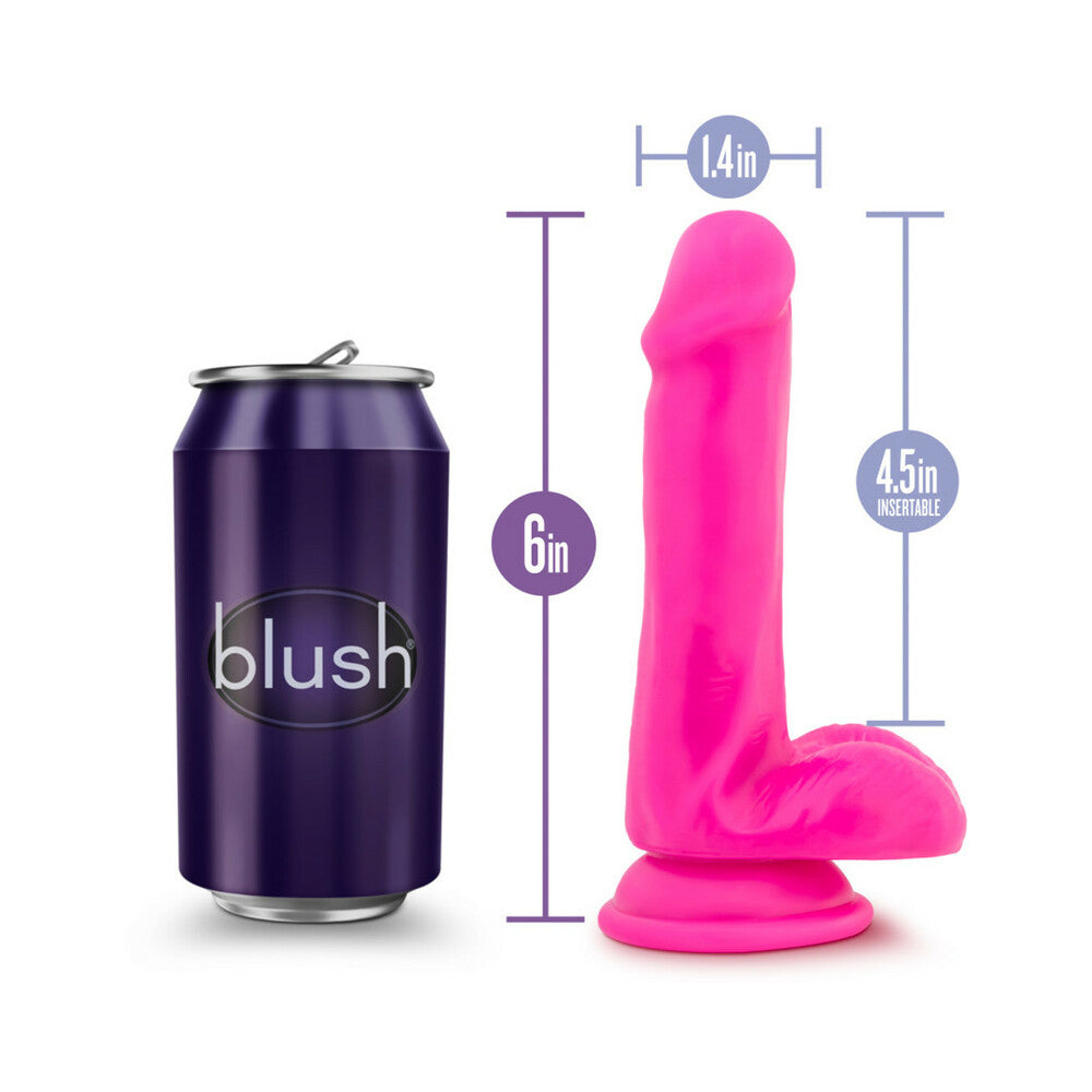 Blush Au Naturel Bold Delight 6 in. Posable Dual Density Dildo with Balls & Suction Cup Pink