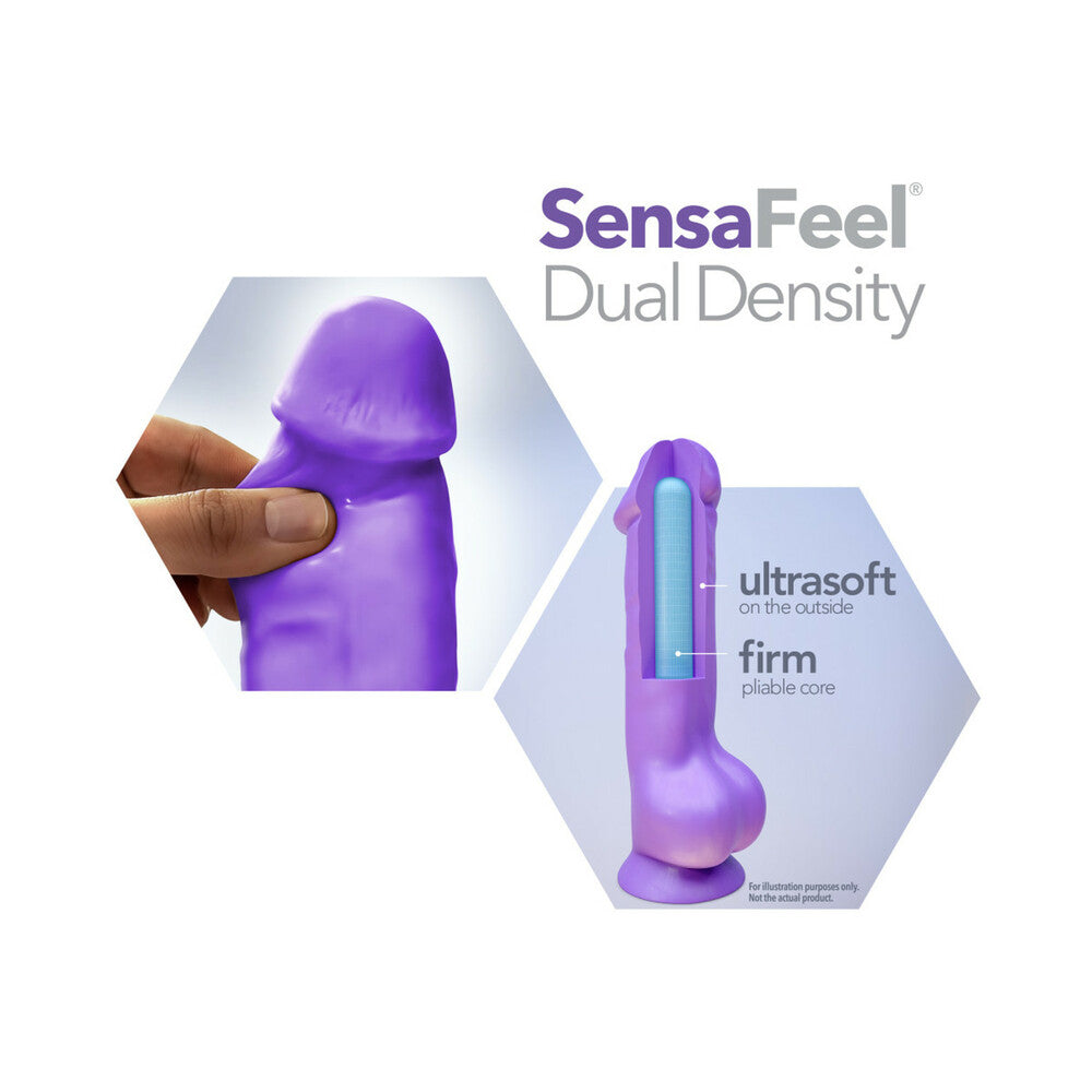 Blush Au Naturel Bold Thrill 8.5 in. Posable Dual Density Dildo with Balls & Suction Cup Purple