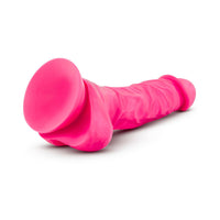 Blush Neo Elite 7.5 in. Silicone Dual Density Dildo with Balls & Suction Cup Neon Pink