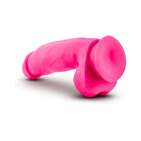 Blush Neo Elite 7 in. Silicone Dual Density Dildo with Balls & Suction Cup Neon Pink