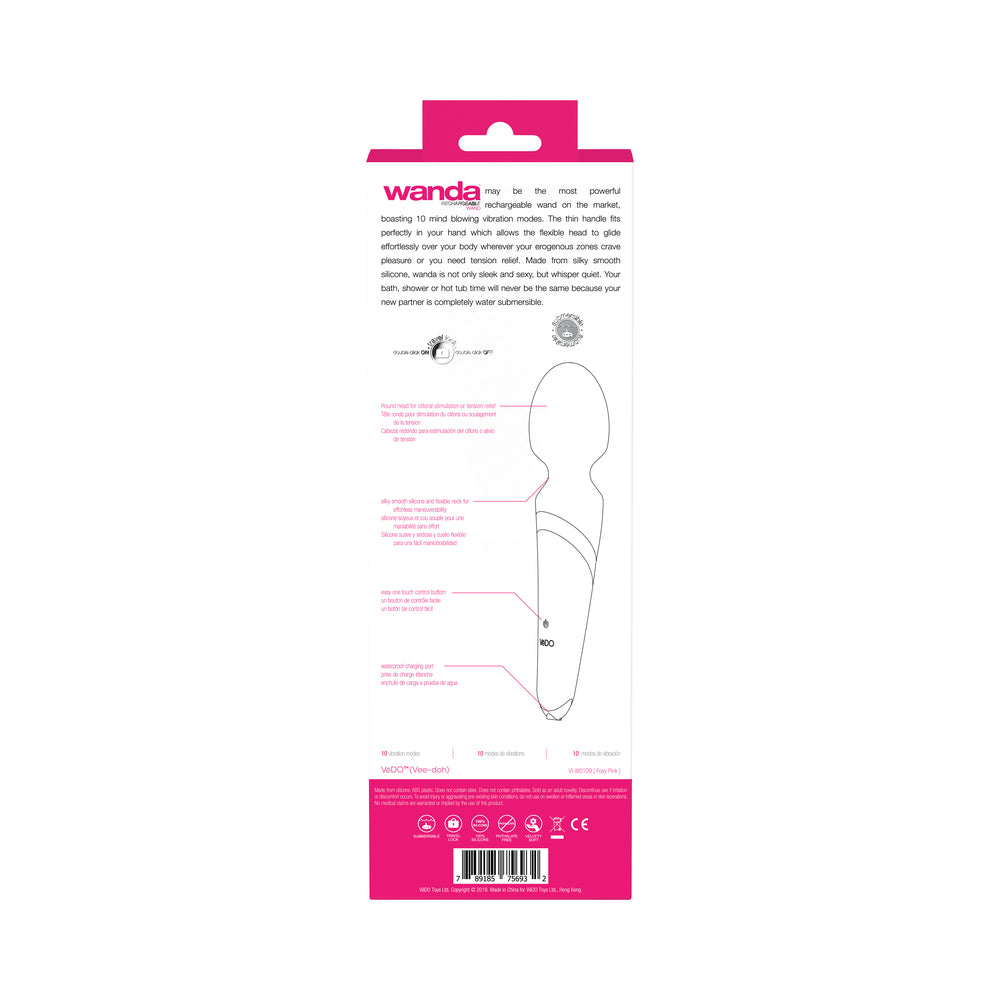 VeDO Wanda Rechargeable Wand Vibe - Foxy Pink