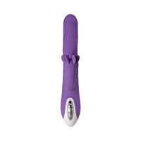 Evolved Tilt-O-Whirl Rechargeable Silicone Dual Stimulation Vibrator With Spinning Clit Stimulator Purple