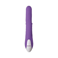 Evolved Tilt-O-Whirl Rechargeable Silicone Dual Stimulation Vibrator With Spinning Clit Stimulator Purple