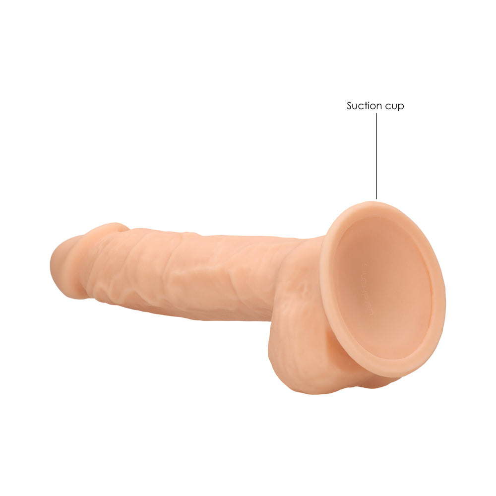 RealRock Ultra Realistic Dual Density Silicone 9 in. Bendable Dildo With Balls Beige